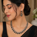 Emerald Green Stone Pearl Jewellery Set