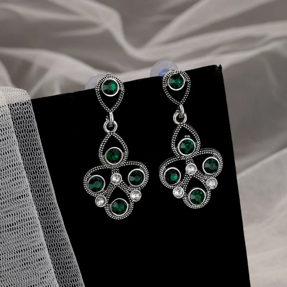 Emerald Green Stone Pearl Jewellery Set