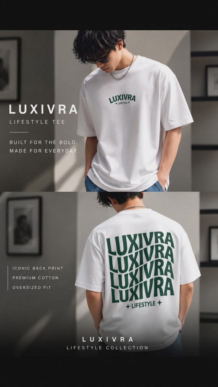 LUXIVRA Wave Logo Tee – Ivory White