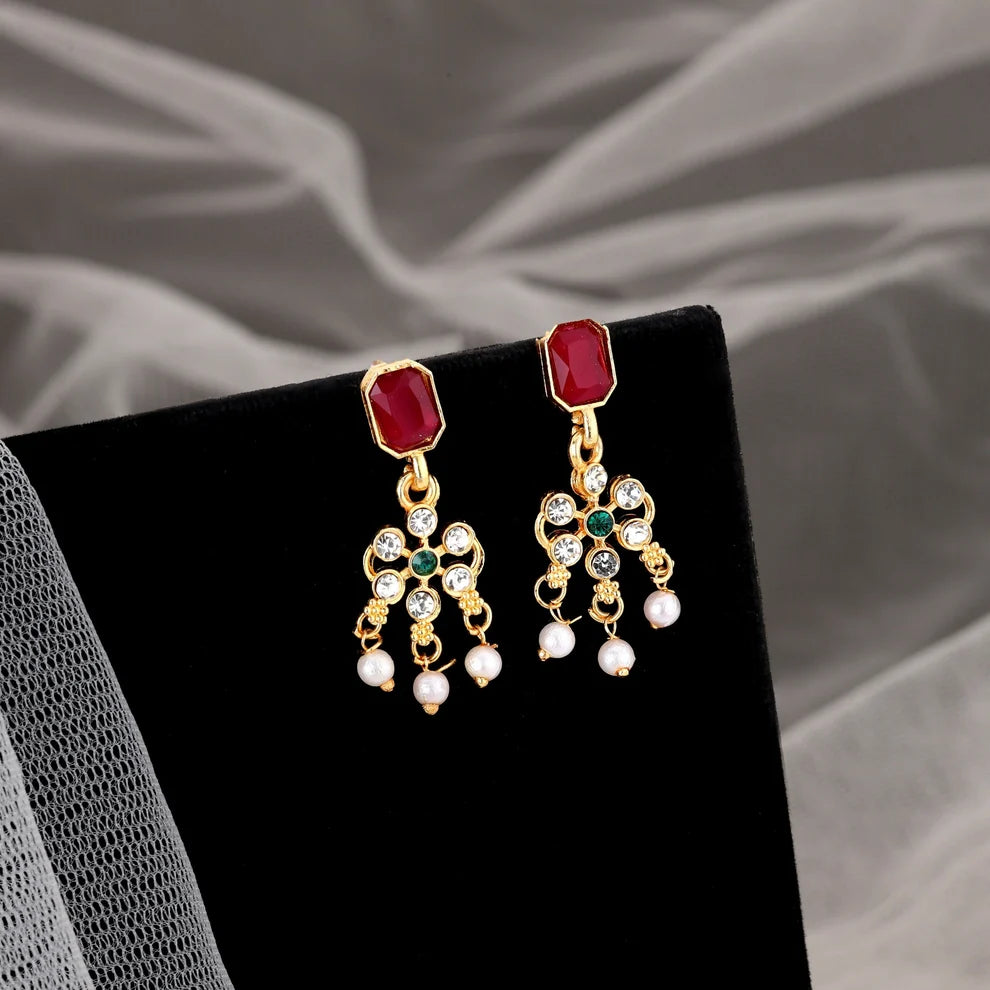 Ruby Pearl Gold-Tone Necklace Set