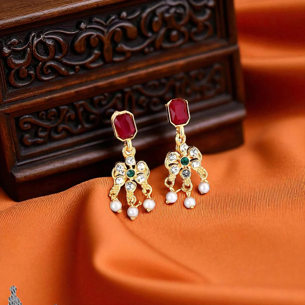 Ruby Pearl Gold-Tone Necklace Set