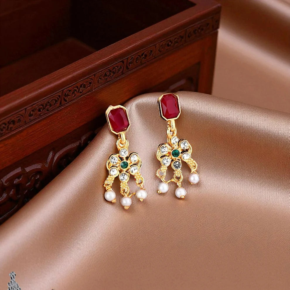 Ruby Pearl Gold-Tone Necklace Set