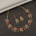 Ruby Pearl Gold-Tone Necklace Set